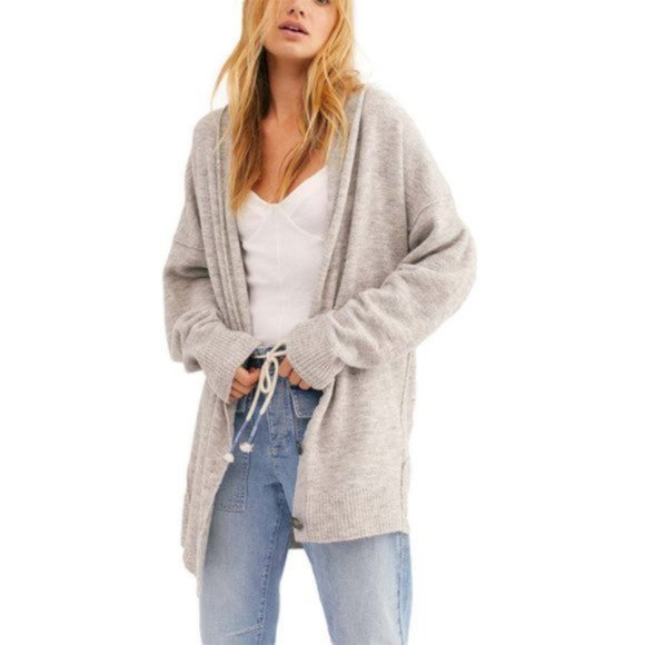 Free People Gray Eucalyptus Cardigan Sweater. - Picture 3 of 4